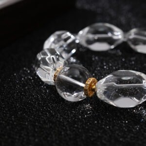 DSC01352 Natural Faceted Clear Quartz Bracelet 15MM