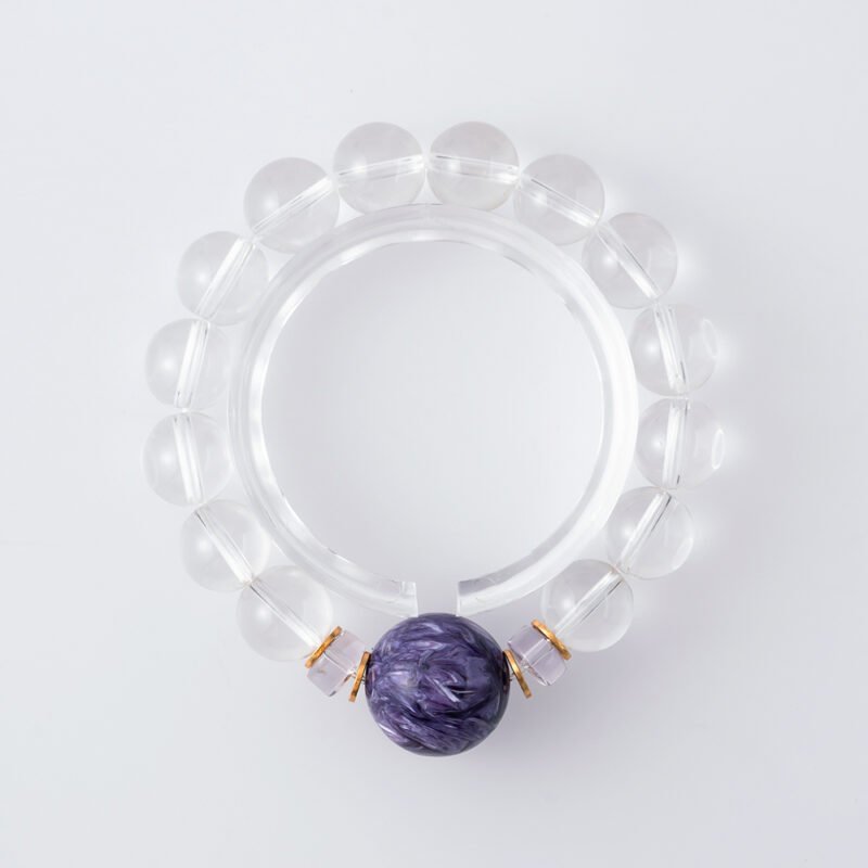 DSC02024 Natural Clear Quartz & Charoite Bracelet