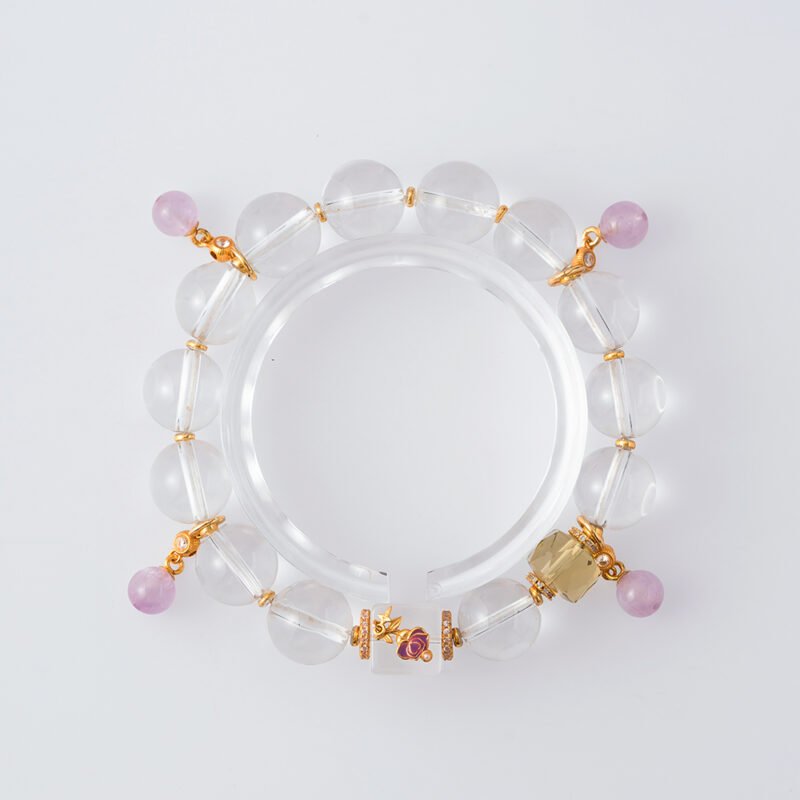 White crystal with spodumene bracelet 12MM