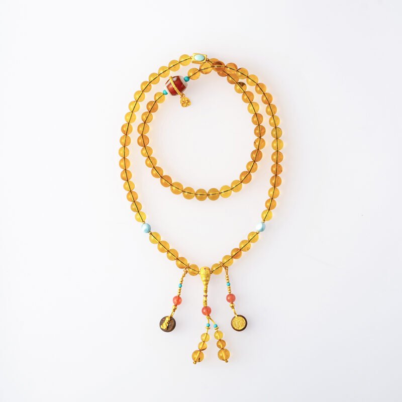 Mexican amber necklace/three-ring bracelet