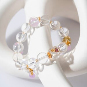 White crystal with spodumene bracelet 12MM