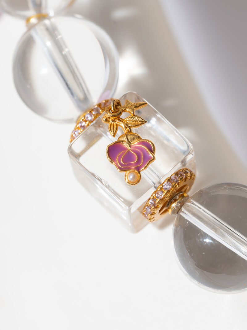 White crystal with spodumene bracelet 12MM