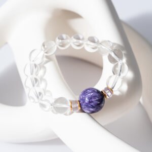 DSC02082 Natural Clear Quartz & Charoite Bracelet