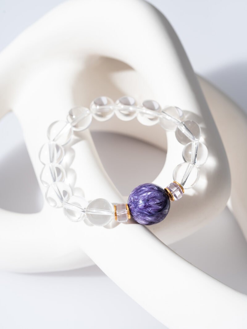 DSC02082 Natural Clear Quartz & Charoite Bracelet