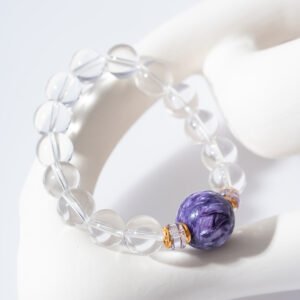 DSC02085 Natural Clear Quartz & Charoite Bracelet