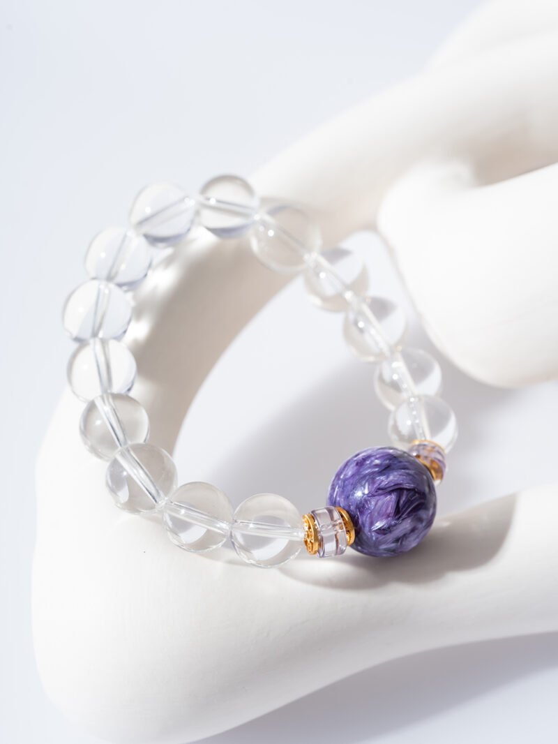 DSC02085 Natural Clear Quartz & Charoite Bracelet