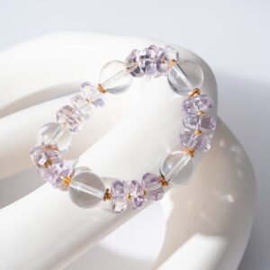 DSC02095 Natural Clear Quartz & Amethyst Mixed Bracelet