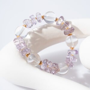 DSC02096 Natural Clear Quartz & Amethyst Mixed Bracelet