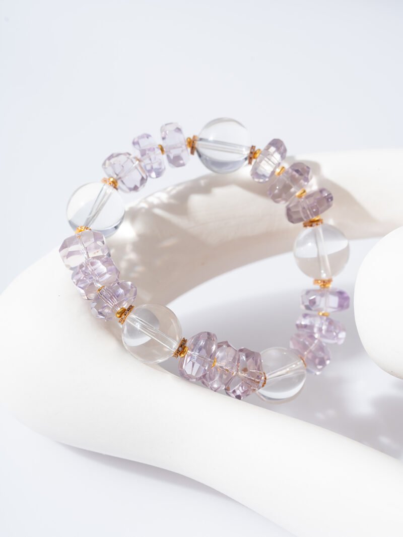 DSC02096 Natural Clear Quartz & Amethyst Mixed Bracelet