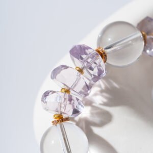 DSC02098 Natural Clear Quartz & Amethyst Mixed Bracelet