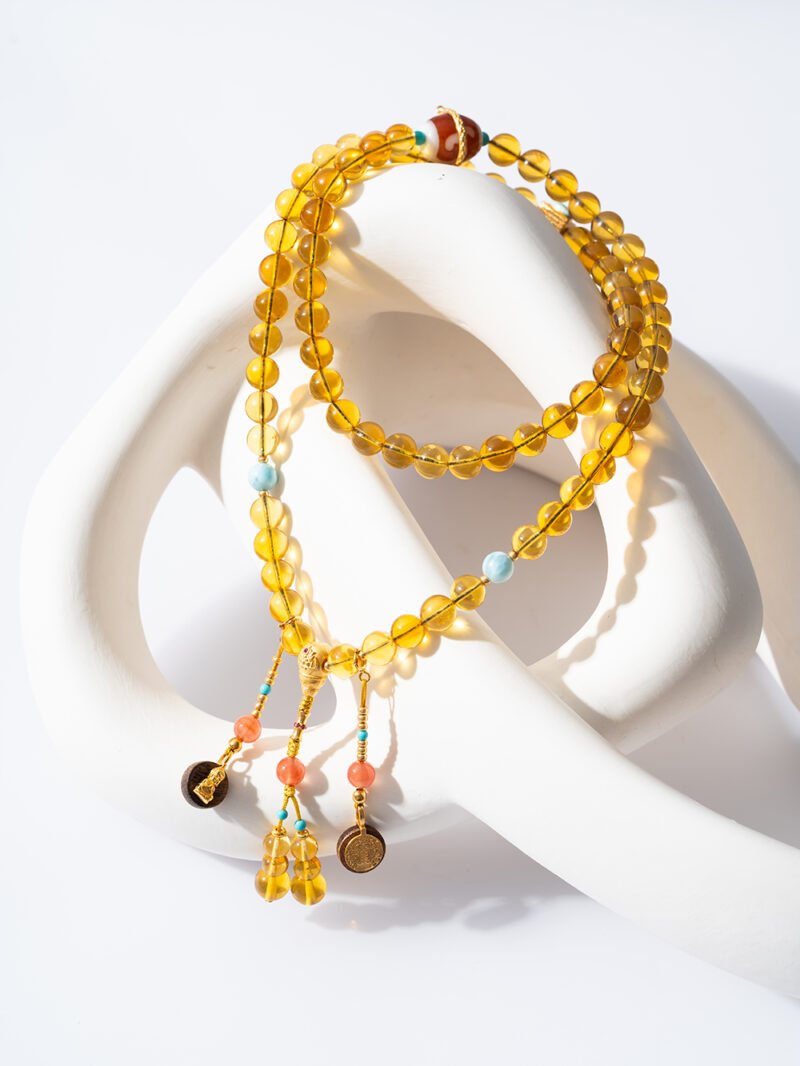 Mexican amber necklace/three-ring bracelet