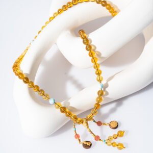 Mexican amber necklace/three-ring bracelet
