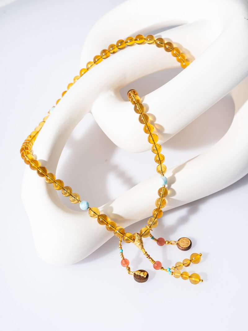 Mexican amber necklace/three-ring bracelet