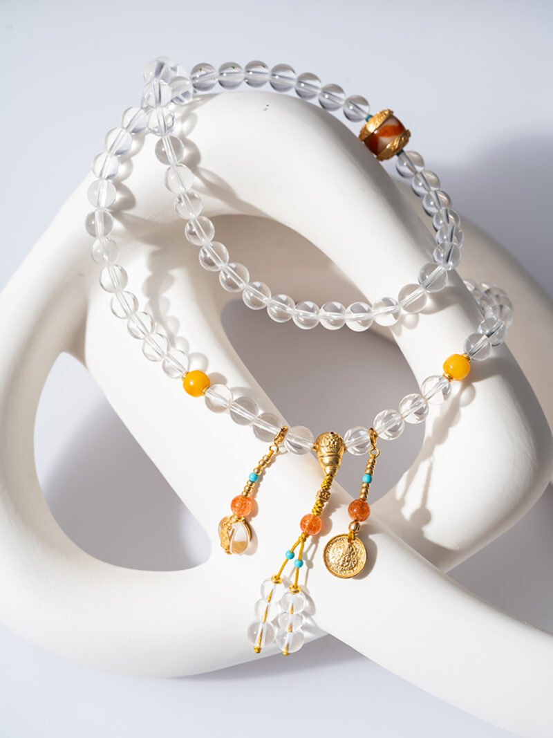 White Crystal Necklace/3-ring bracelet 7MM＋+