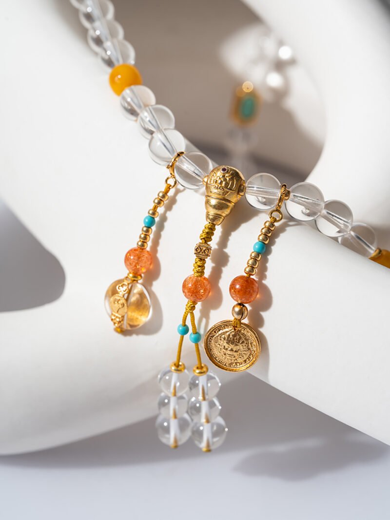 White Crystal Necklace/3-ring bracelet 7MM＋+