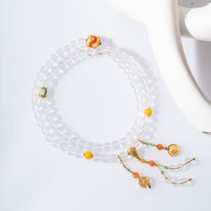 White Crystal Necklace/3-ring bracelet 7MM＋+