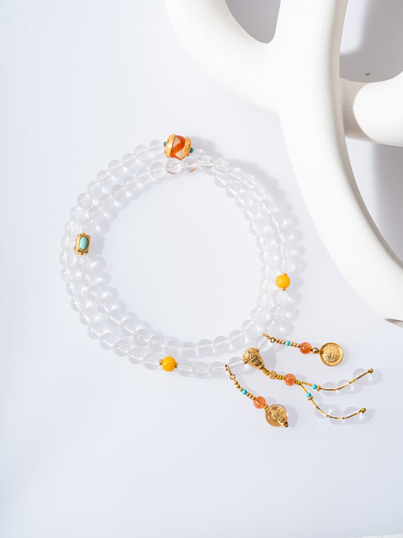 White Crystal Necklace/3-ring bracelet 7MM＋+