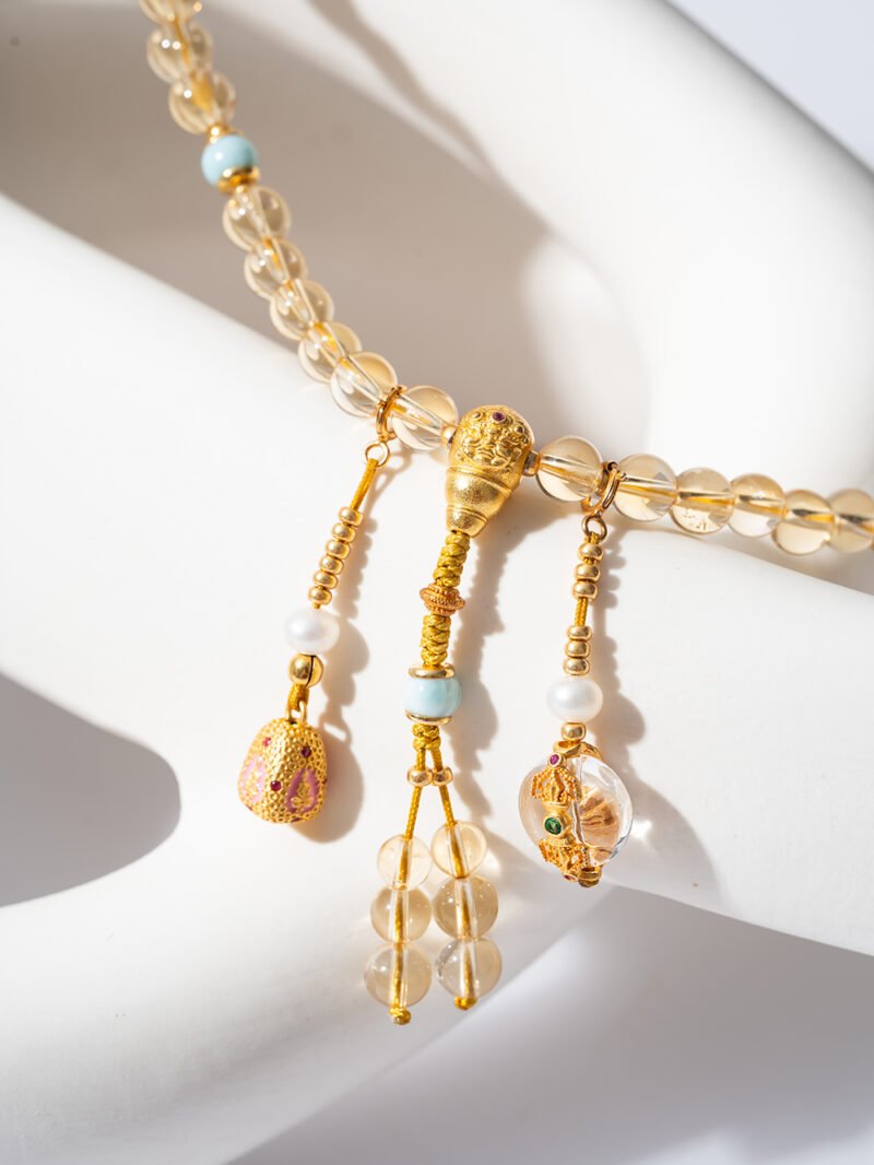 Citrine necklace/three-ring bracelet 6MM＋+