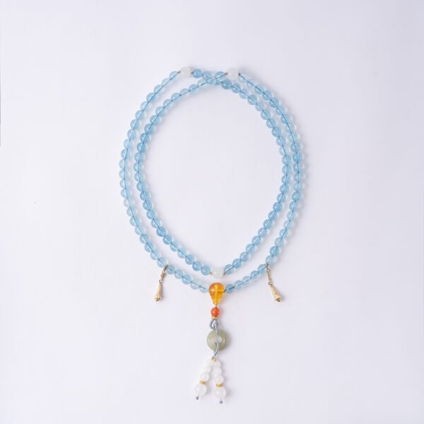 Natural Aquamarine Buddhist Mala