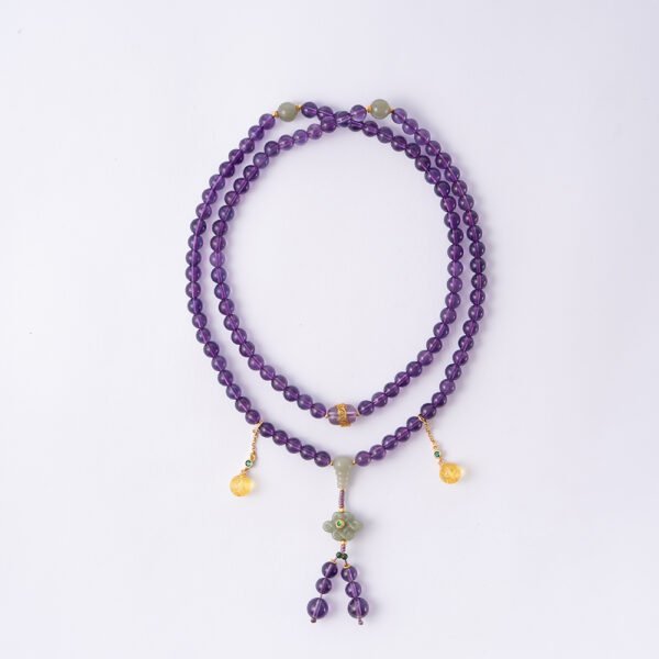 Natural Amethyst 108-Bead Hand-Knotted Mala