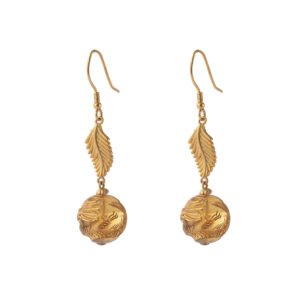 Mexican Amber Drop Earrings Inlaid with Golden Phoenix 11MM
