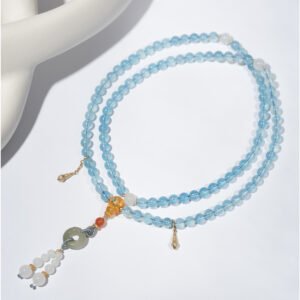 Natural Aquamarine Buddhist Mala