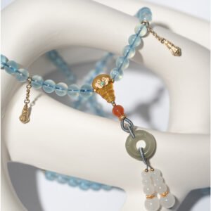 Natural Aquamarine Buddhist Mala