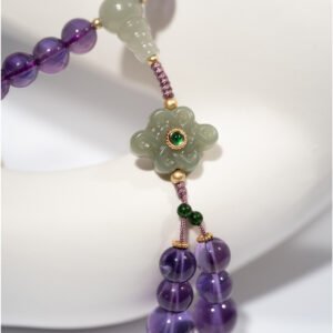 Natural Amethyst 108-Bead Hand-Knotted Mala