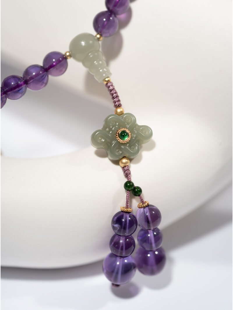 Natural Amethyst 108-Bead Hand-Knotted Mala