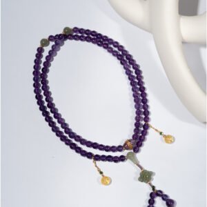 Natural Amethyst 108-Bead Hand-Knotted Mala