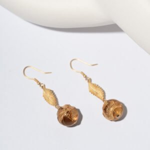 Mexican Amber Drop Earrings Inlaid with Golden Phoenix 11MM