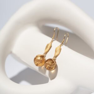 Mexican Amber Drop Earrings Inlaid with Golden Phoenix 11MM