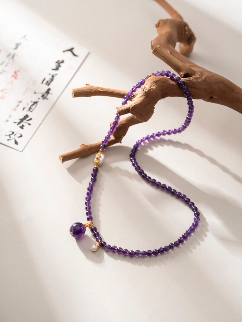 DSC06359 Uruguayan Amethyst Necklace / 3-Strand Bracelet 5MM