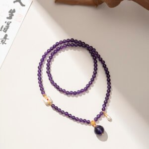 DSC06368 Uruguayan Amethyst Necklace / 3-Strand Bracelet 5MM