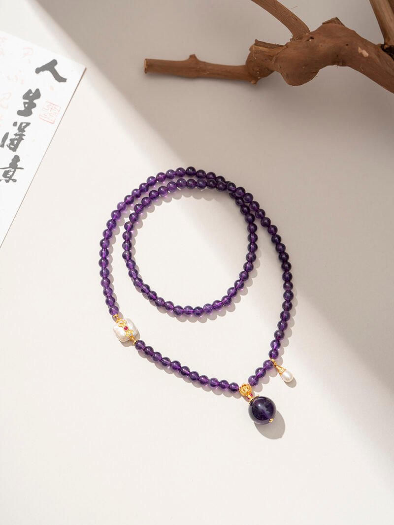 DSC06368 Uruguayan Amethyst Necklace / 3-Strand Bracelet 5MM