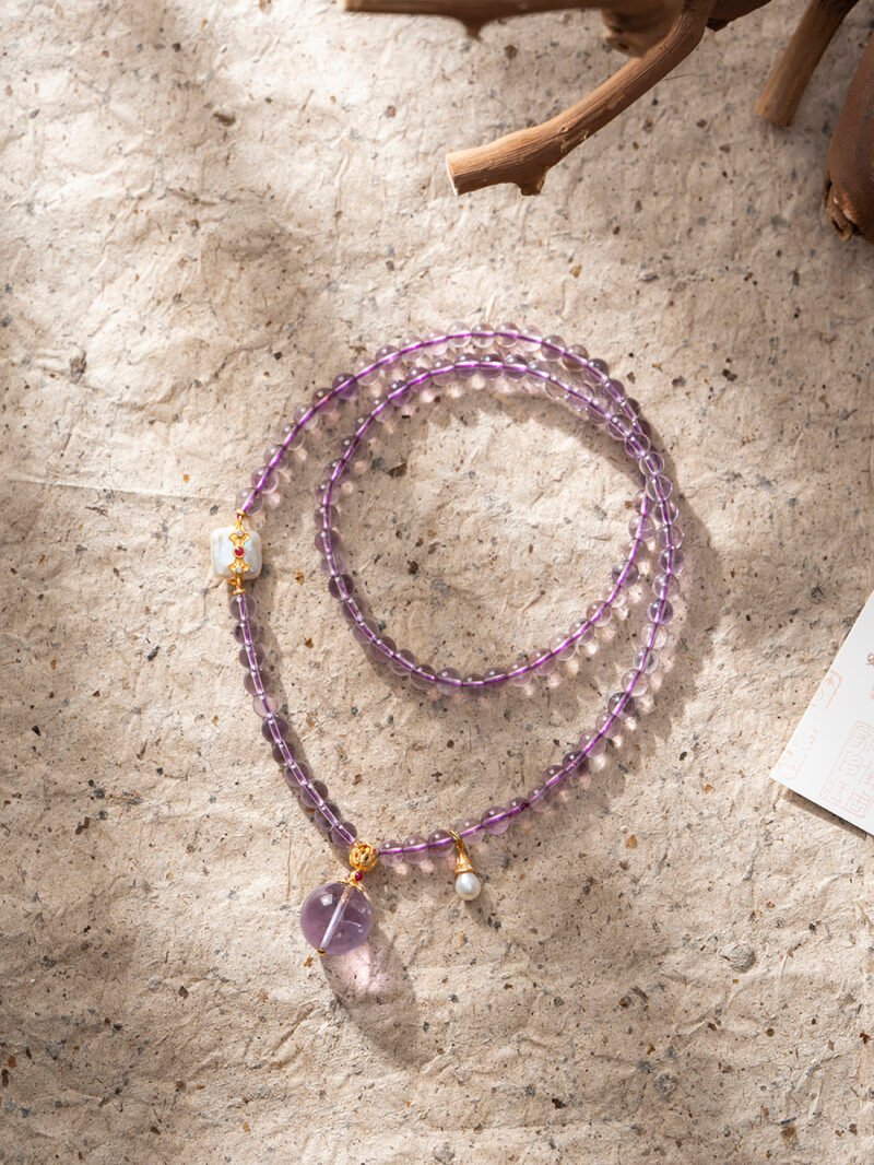 Natural Brazilian Amethyst Necklace / 3-Strand Bracelet 5MM