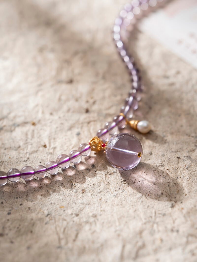 Natural Brazilian Amethyst Necklace / 3-Strand Bracelet 5MM