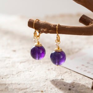 Natural Uruguayan Amethys Drop Earrings 12MM