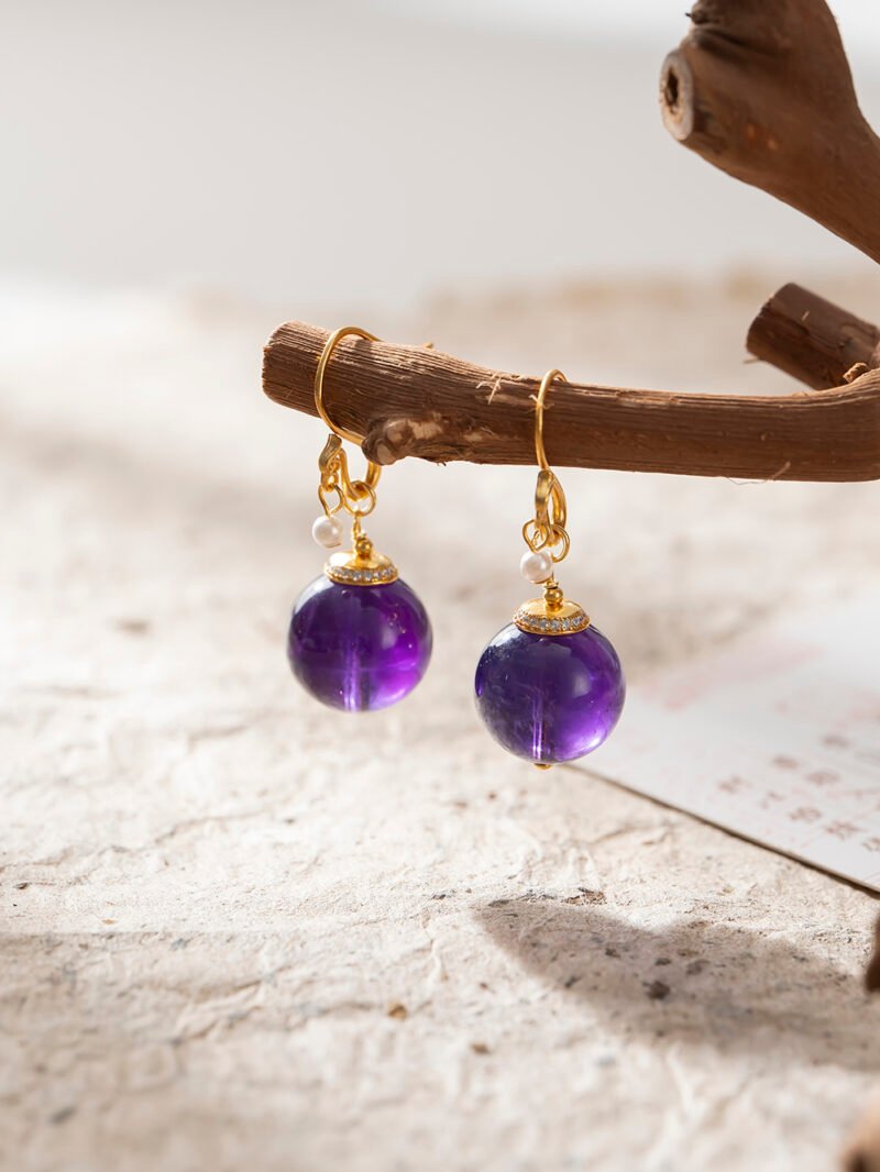 Natural Uruguayan Amethys Drop Earrings 12MM