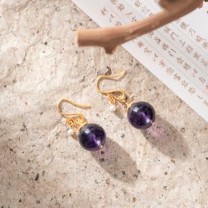 Natural Uruguayan Amethys Drop Earrings 12MM