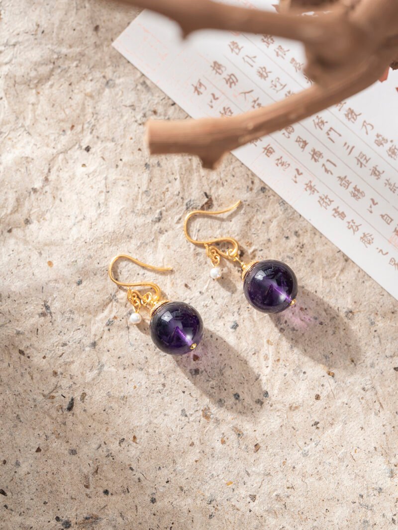 Natural Uruguayan Amethys Drop Earrings 12MM