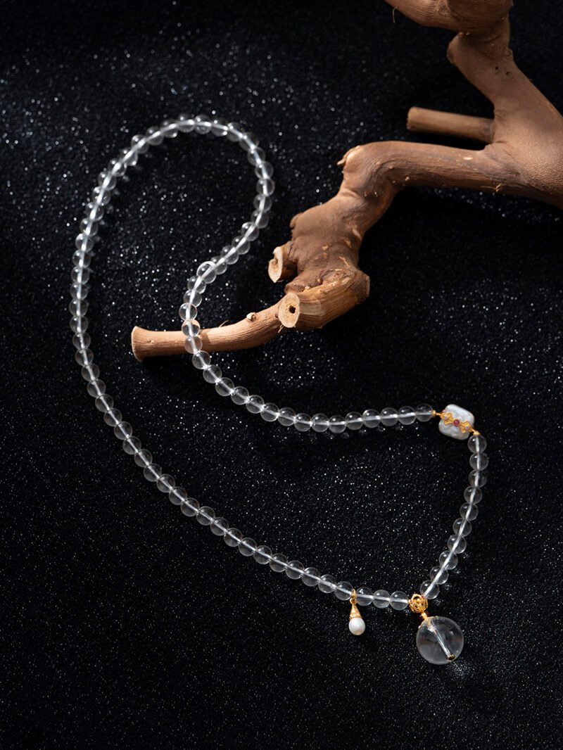 White Crystal Necklace/3-ring bracelet 5MM＋+