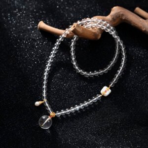 White Crystal Necklace/3-ring bracelet 5MM＋+