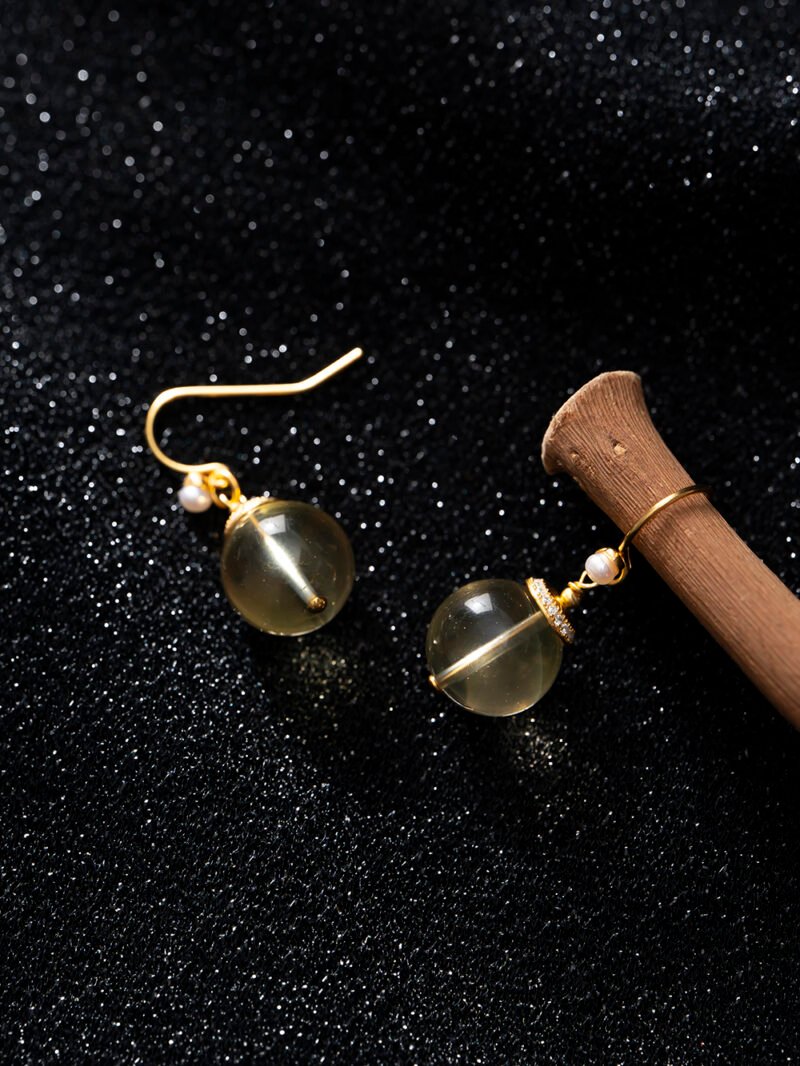 Natural Citrine Earrings 12MM