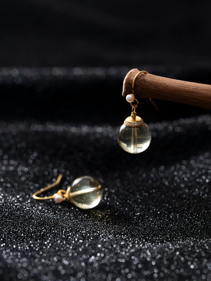 Natural Citrine Earrings 12MM