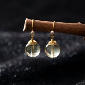 Natural Citrine Earrings 12MM