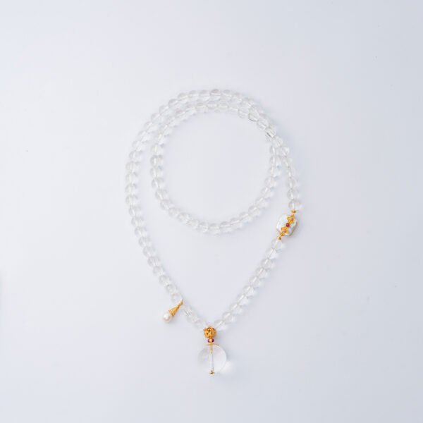 DSC06539 White Crystal Necklace/3-ring bracelet 5MM++