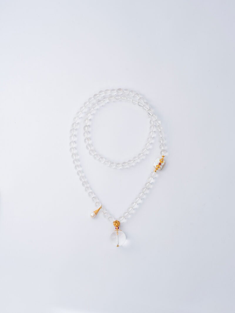White Crystal Necklace/3-ring bracelet 5MM＋+