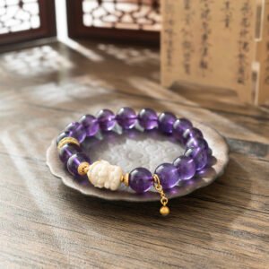 Uruguayan Amethyst Paired with Carved Mammoth Ivory Bracelet
