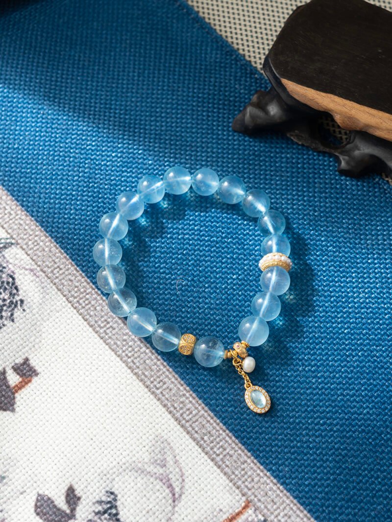DSC09596 Natural Aquamarine Bracelet 9MM